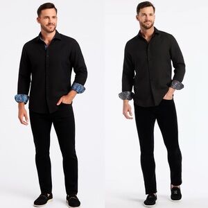 Robert Graham Long Sleeve Button Down Shirt Men's Black Paisley Print L